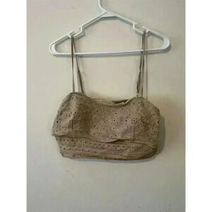 Jason Wu Women's Beige Eyelet Lace Crop Top Size 10 Sleeveless Casual